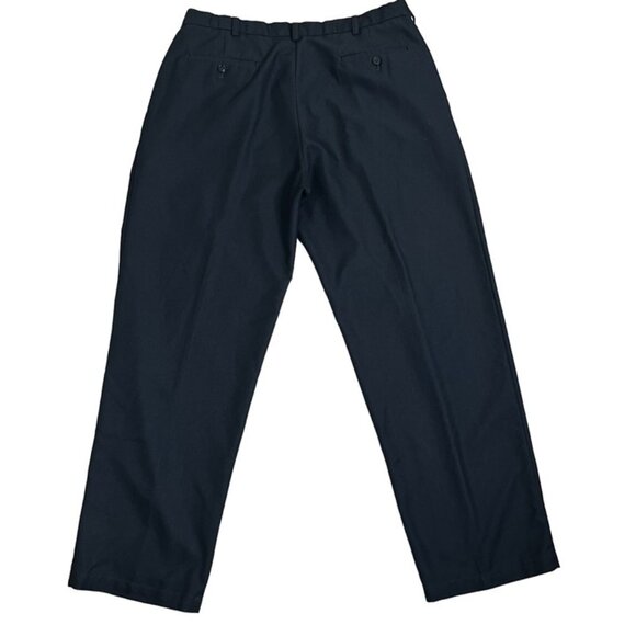 Haggar men's pants 38 navy blue slacks pleated front 31.5" inseam 100% polyester - Picture 5 of 7